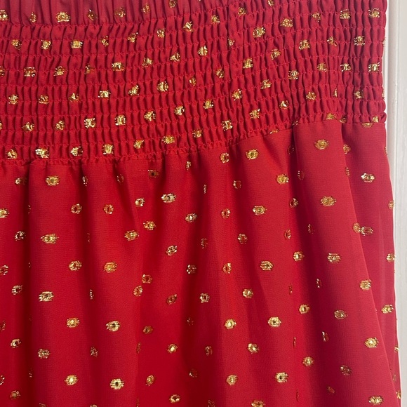 🔥”Lane Bryant” NWT Orange Red Tiered Maxi Skirt w/ Metallic Gold Detailing🔥 - Picture 3 of 12